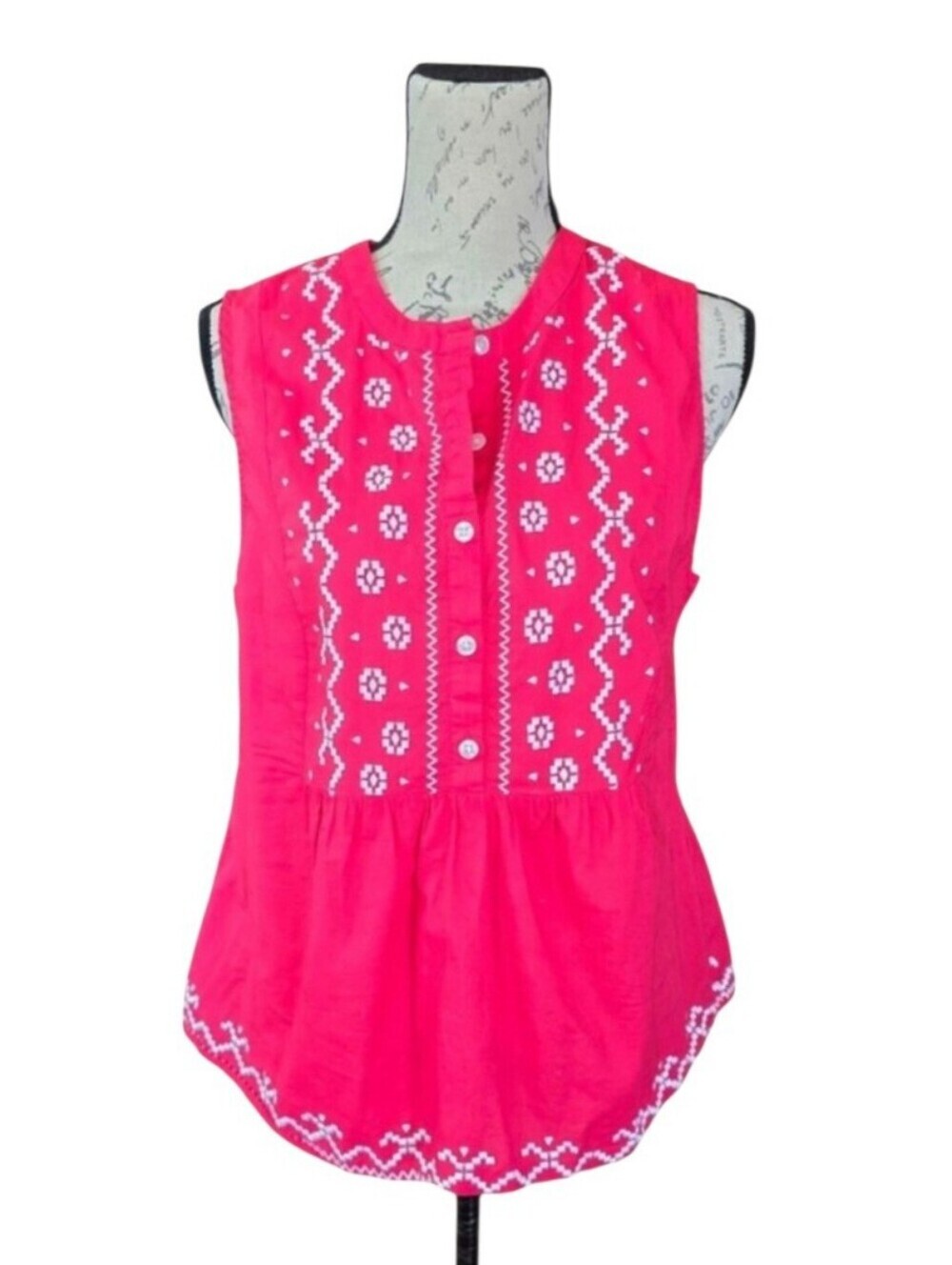 Wrangler Retro Red White Floral Western Boho Sleeveless Blouse L